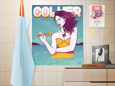 COLHER remastered apron colher design frame girl illustration orange poster poster design spoon theroom water
