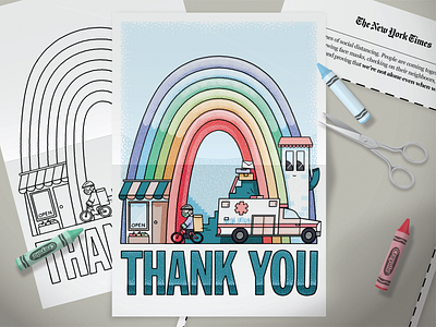 Colouring "Thank you" from Braulio Amado bicycle collaboration colouring illustration