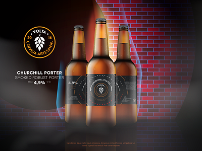 VOLTA Churchill Porter bootle branding craft beer design illustration logo vector