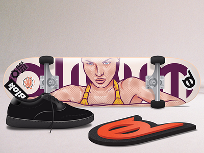 Dlirium skateboard girl illustration skateboard sneaker sticker