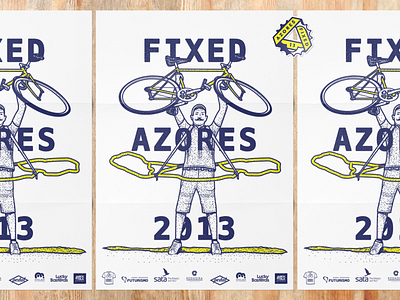 Azores Fixed 13 bicycle illustration logo poster