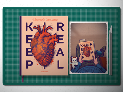 Keep it real . Stay sharp . Be nice book cat cutting board design heart illustration keep it real scalpel