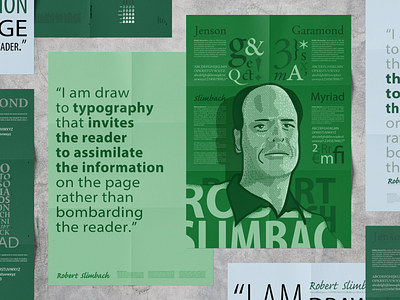 Robert Slimbach Poster citation design garamond green illustration myriad portrait poster vector