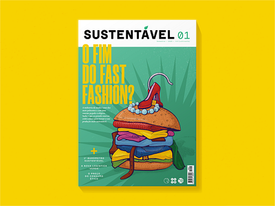 Sustentável magazine cover fashion fast fashion hamburger illustration magazine illustration sustainability vector