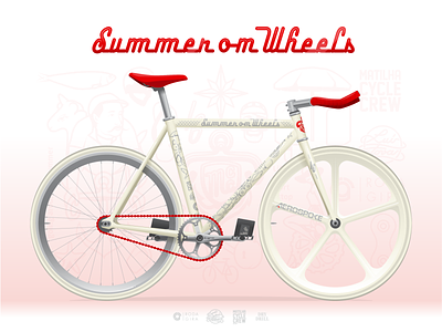 Summer on Wheels Bicycle aerospke bicycle crankset illustration livery sugino