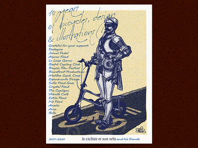 Urban Knight bicycle bicycle sign editorial illustration halftone illustration illustrator knight postcard road vintage
