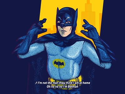 Batman, well, I mean Rocketman batman halftone texture illustration noise texture subtitle vintage