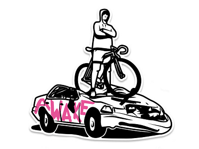 Ride bike & smash cars bicycle car fixed gear hardcore sticker tag