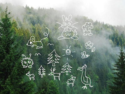 Doodle animals cartoon doodle forest illustration sketch