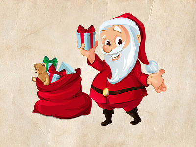 Santa Claus celebration charachter christmas funny illustration presents santa claus