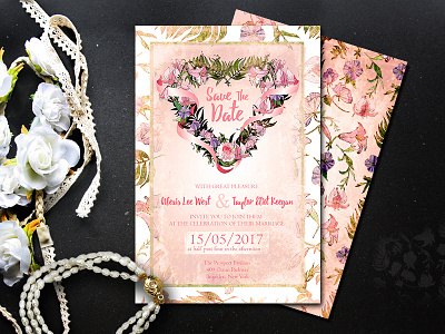 Vintage Floral Wedding Invitation