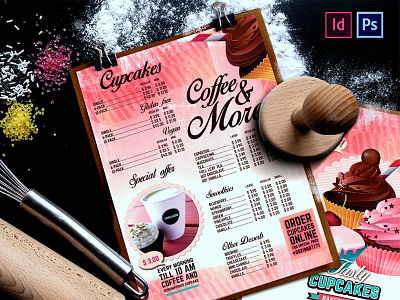 Bakery Menu Design. background. text bakary menu cafe cupcake sweet template vintage