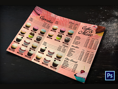 Bakery Cafe Menu .Tri Fold Brochure bakery banner cafe cake card menu print template