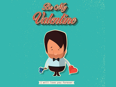 Valentine's Day character illustrations love postcard romantic