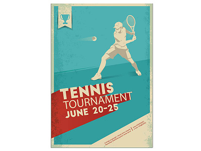 Tennis tournament. Poster,Flyer in Retro Style.. flyer poster print retro tennis player tennis tournament text