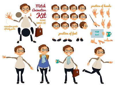 Vector Character Set for Animation animation body boy business cartoon character