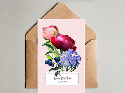 Floral Wedding Card classic design floral art flower illustration print wedding wedding card