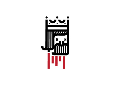 King's Head crown dead head icon king logo mark minimal royalty thick lines vector