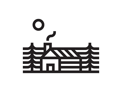 Cabin cabin camping icon illustration lines logo mark minimal trees vector woods