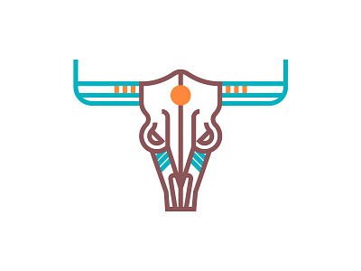 Bull bull icon illustration logo mark minimal native american southwestern thick lines vector