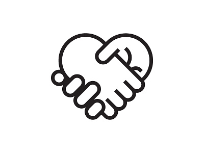 Handshake hands heart icon illustration logo mark minimal thick lines vector