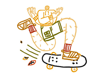 Midwest autumn cartoon character doodle fall illo illustration midwest skate skateboard