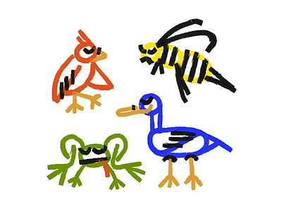 animals animals bee bird duck frog icon illo illustration lines logo simple