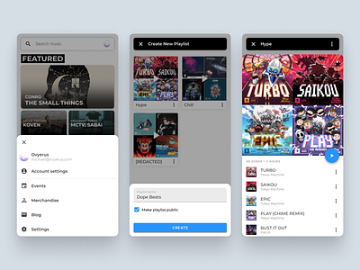 Music App Overlays figma material design material design 2 mobile monstercat music popup ui vector