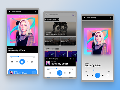 Mobile Music Player app figma floating material design 2 materialdesign mobile monstercat music shadows ui ux vector