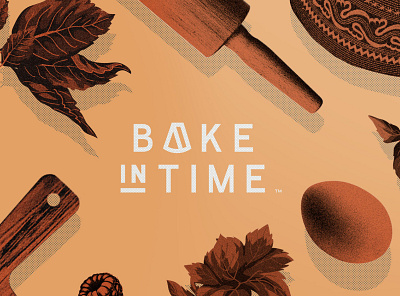 Logo for bakery BAKE IN TIME bakery branding illustration logo