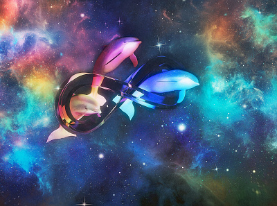 Space dolphins cosmos dolphin galaxy illustration nebula night purple sky t shirt