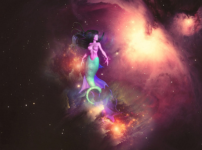 Sirens of Titan 3d cosmos galaxy girl illustration nebula night sky space stars