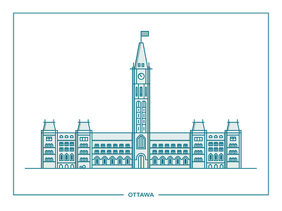 Ottawa Landscape building canada city iconography icons illustration infographic landscape linear icons lines ottawa parliament