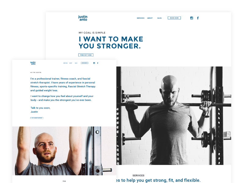 JA Strength Concept personal training personal trainer website