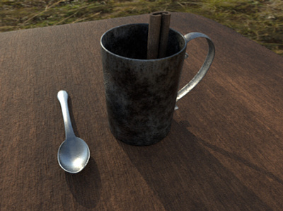 cinnamon in cup 3d rendering