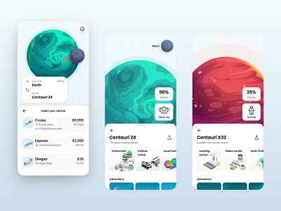 Book your interstellar flight app dashboard design flat flight planet space travel ui user interface ux