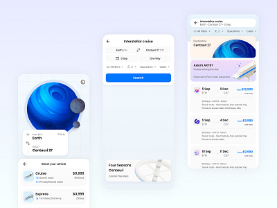 Book your interstellar cruise app design flat flight form planet productdesign travel ui userinterface ux