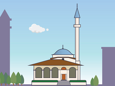 Et'hem Bey Mosque Albania | Building Illustration albania architecture building flat history illustration mockup mockup design mosque outline