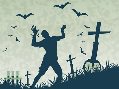 Happy Halloween - Zombie Silhouette Illustration bats chemistry halloween illustration mockup silhouette silhouettes zombie