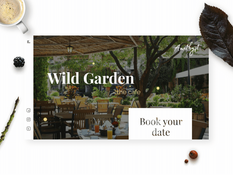 Wild Garden - Landing page cafe coffee food nature sketch web design wild garden