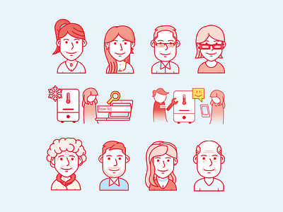 User Personas & Scenarios boiler character design home illustration laptop man mobile people scenario service design user centered design user persona userexperience woman