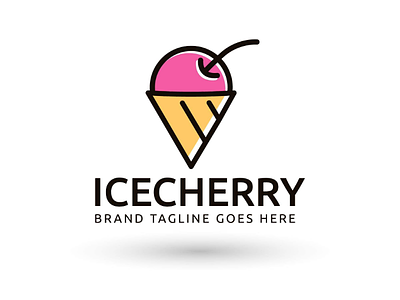 Ice Cherry Logo Design ice-cream cheery logo design
