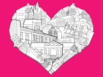 City of heart branding design graphics heart icon poster