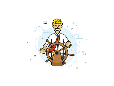 Leader aim captain corporate illustration leader steering wheel