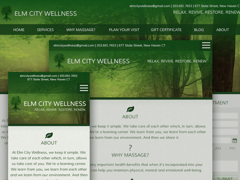 Elm City Wellness Responsive Design by Heather Strycharz on Dribbble