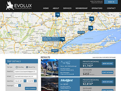 Evolux helicopter travel website