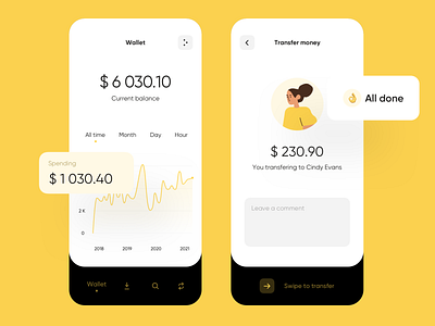 Banking app app banking app clean ui concept ios ui yellow
