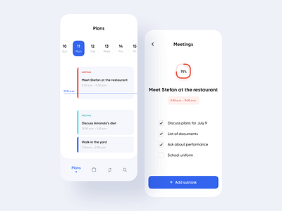 Task manager app app calendar clean ui concept ios meeting app plans task manager ui ux