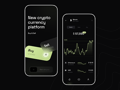 New cryptocurrency platform bicoin binance clean ui concept cryptocurrency dark mode digital wallet ios mobile app nft ui