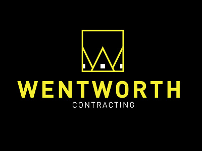 Wentworth Contracting black construction contracting houses lines logo logo design yellow